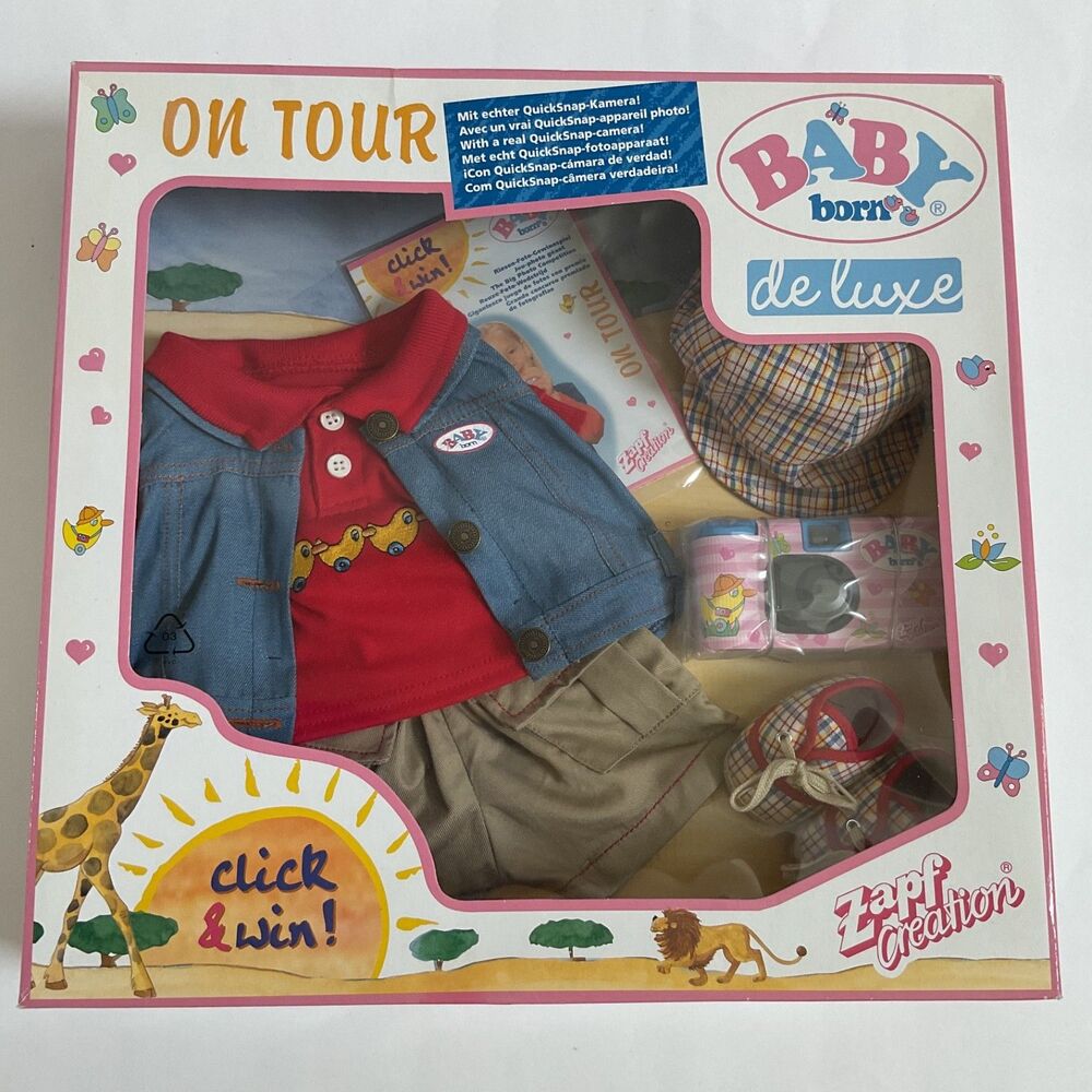Zapf Creation Baby Born Deluxe On Tour Outfit & Camera Click & Win Set Promo NEW